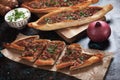 Turkish pide, traditional meal similar to pizza