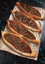 Turkish pide, traditional meal similar to pizza