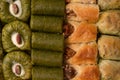 A variety of turkish sweet baklava. Walnut baklava