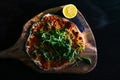 Turkish pizza lahmacun of minced meat and bell peppers Royalty Free Stock Photo