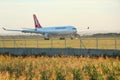 Turkish plane behind barbed wire. Ukraine Borispol 15.08.2020.