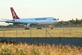 Turkish plane behind barbed wire. Ukraine Borispol 15.08.2020.