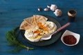 Turkish poached eggs Cilbir Royalty Free Stock Photo