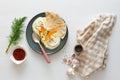 Turkish poached eggs Cilbir Royalty Free Stock Photo