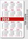 Turkish pocket calendar for 2018