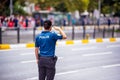 Turkish police officer salute for Military parade Royalty Free Stock Photo