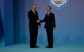 Turkish President Recep Tayyip Erdogan welcomes Russian Prime Minister Dmitry Medvedev