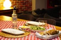 Turkish raki and roasted bonito fish on the table