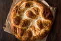 Turkish Ramadan Bread - Ramazan Pidesi on wooden surface / Pide