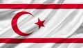 Turkish Republic of Northern Cyprus flag waving with the wind. Royalty Free Stock Photo