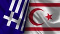 Turkish Republic of Northern Cyprus and Greece Realistic Flag Ã¢â¬â Fabric Texture Illustration Royalty Free Stock Photo