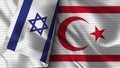 Turkish Republic of Northern Cyprus and Israel Realistic Flag Ã¢â¬â Fabric Texture Illustration Royalty Free Stock Photo