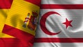 Turkish Republic of Northern Cyprus and Spain Realistic Flag Ã¢â¬â Fabric Texture Illustration Royalty Free Stock Photo