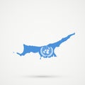 Turkish Republic of Northern Cyprus TRNC map in United Nations flag colors, editable vector