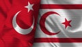 Turkish Republic of Northern Cyprus and Turkey Realistic Flag Ã¢â¬â Fabric Texture Illustration Royalty Free Stock Photo