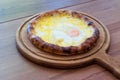 Turkish Round Pide with Fried Egg and Cheese Royalty Free Stock Photo