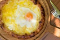 Turkish Round Pide with Fried Egg and Cheese Royalty Free Stock Photo