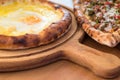 Turkish Round Pide with Fried Egg and Cheese Royalty Free Stock Photo