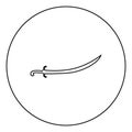 Turkish saber Scimitar Sabre of arabian persian Curved sword icon in circle round outline black color vector illustration flat