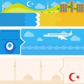 Turkish set of horizontal flat banners Royalty Free Stock Photo