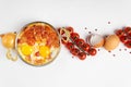 Turkish shakshuka on a white background