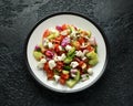 Turkish Shepards Salad with cucumber, tomato, red onion, pepper, parsley and Feta cheese Royalty Free Stock Photo
