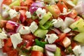 Turkish Shepards Salad with cucumber, tomato, red onion, pepper, parsley and Feta cheese Royalty Free Stock Photo