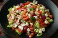 Turkish Shepards Salad with cucumber, tomato, red onion, pepper, parsley and Feta cheese Royalty Free Stock Photo