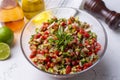 Turkish Shepards Salad with cucumber, tomato, red onion, pepper, parsley (Turkish name kasik salata or coban salata Royalty Free Stock Photo