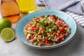 Turkish Shepards Salad with cucumber, tomato, red onion, pepper, parsley (Turkish name kasik salata or coban salata Royalty Free Stock Photo