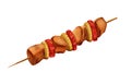 Turkish shish kebab, grilled meat with tomato and onions. Vector