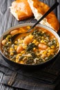 Turkish soup lahana corbasÃÂ± Tarifi turkish soup with kale, beans and corn close-up in a bowl. vertical