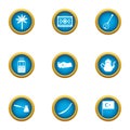 Turkish stereotype icons set, flat style