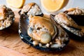 Turkish Street Food Stuffed Mussels with Lemon / Midye Dolma Royalty Free Stock Photo