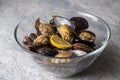 Turkish Street Food Stuffed Mussels with Lemon - Midye Dolma Royalty Free Stock Photo