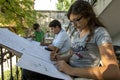 Turkish students draw figures during an art class in Bursa in Turkey. Royalty Free Stock Photo