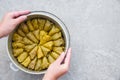 Turkish stuffed grape leaves filled with mainly rice and herbs. Royalty Free Stock Photo