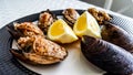 Turkish Stuffed Mussels with lemon / Midye Dolma.