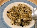 Turkish Stuffed Rice with Currants for Preparing Dolma in Plate with Spoon / Pilav or Pilaf. Traditional Food