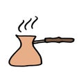 Turkish style coffee maker doodle object Royalty Free Stock Photo