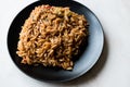 Turkish Style Cooked Orzo Pasta in Black Plate / Pilav or Pilaf.