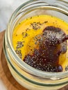 Turkish Style Custard Pudding Dessert with Safflower, Pear, Salep / Sahlep and Poppy Seeds in Jar