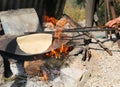 Turkish Style Tortilla cooking on the fire