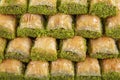 Turkish sweet Dry Baklava on a marble background. Turkish pastry dessert baklava. Ramadan or holiday desserts concept. Antep