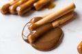 Turkish Tahin Pekmez / Tahini and Molasses with Salty Pretzel Stick Crackers.