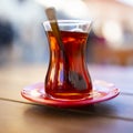 Turkish tea selective focus Royalty Free Stock Photo