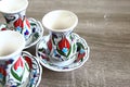 turkish tea or coffee cups and small plates