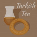 Turkish Tea Cup with traditional bagel Royalty Free Stock Photo