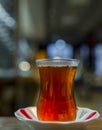 Turkish tea filled traditional glass Royalty Free Stock Photo