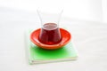 Turkish Tea Glass On The Small Notebook Royalty Free Stock Photo